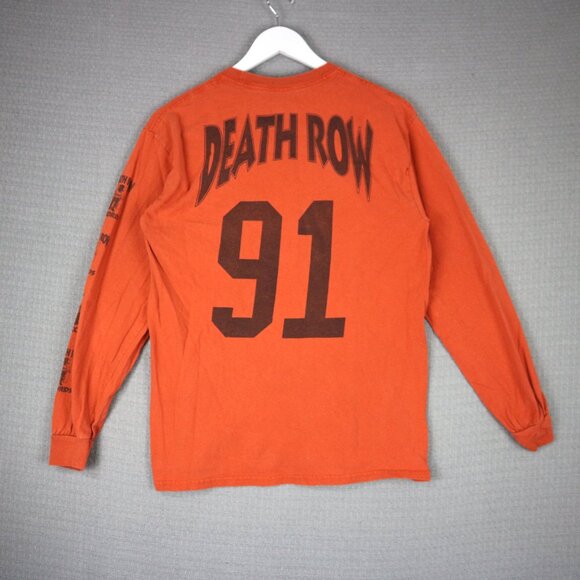 Death Row Records 91 Logo Rap Longsleeve Orange Mens Medium Streetwear - Picture 2 of 6
